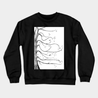 Four Seasons Tree of Life Ink Illustration in Black and White Crewneck Sweatshirt